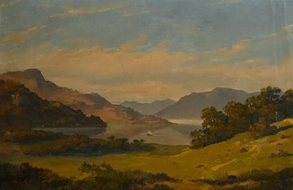 Arnold Böcklin — Voilier sur un lac de montagne