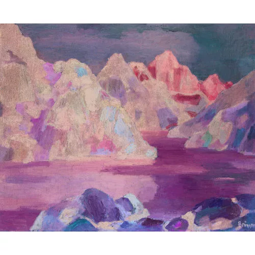 Arnold Brügger — Flusslandschaft im Gebirge mit steilem Ufer.