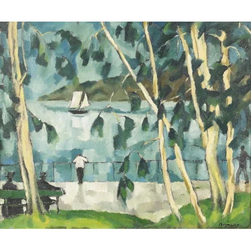 Arnold Brügger — Sommerliche Seeuferpromenade mit Flaneuren.