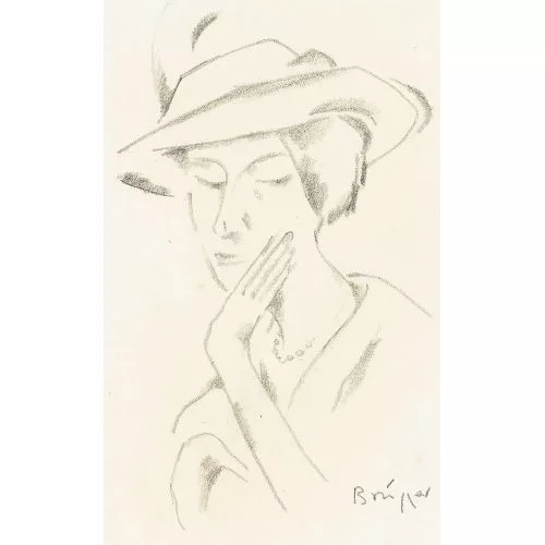 Arnold Brügger — Frau mit Hut und Halskette.