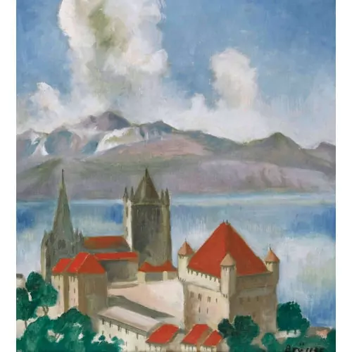 Das Schloss von Lausanne mit der Kathedrale im Hintergrund