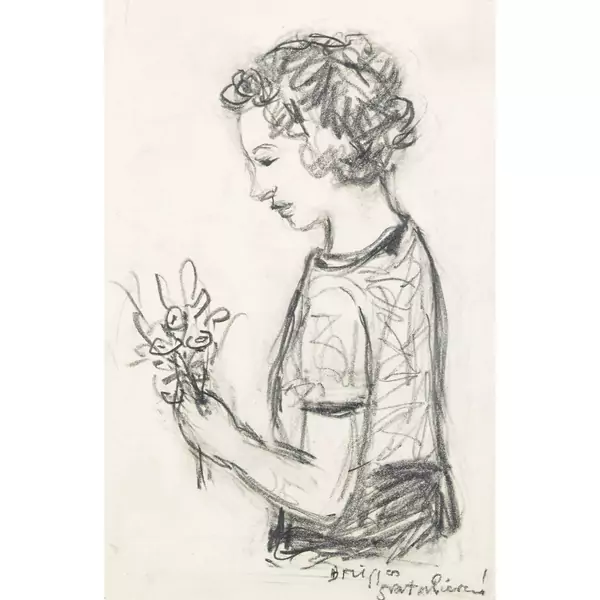 Frau mit Blumenstrauss