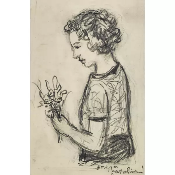 Frau mit Blumenstrauss