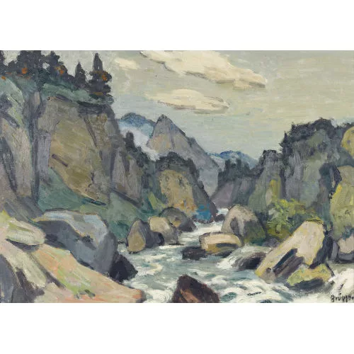 Arnold Brügger — Bergbach zwischen kantigen Felsen.