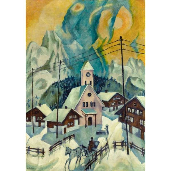 Arnold Brügger — BERGDORF (SONNIGE WINTERLANDSCHAFT)MOUNTAIN VILLAGE (SUNNY WINTER LANDSCAPE)