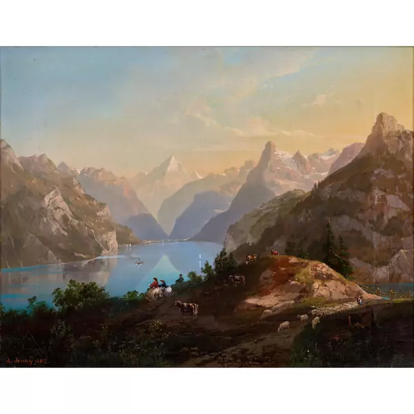 Blick auf Flüelen am Vierwaldstättersee mit Bristenstock
