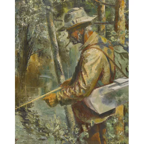 Arnold Schär — Angler am Waldbach.