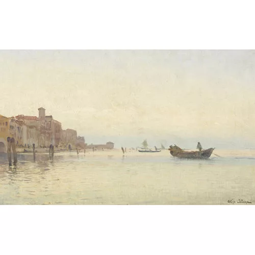 Arthur Calame — Boote vor Venedig.