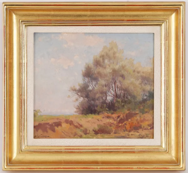 Arthur Calame — Paysage de campagne avec percée sur le lac,