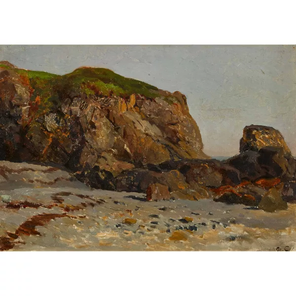 Arthur Calame — Meeresstrand mit Felsformation.