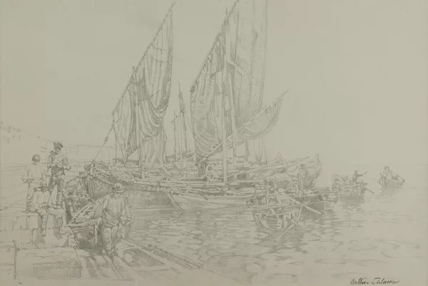 Arthur Calame — Deux études de bateaux au port