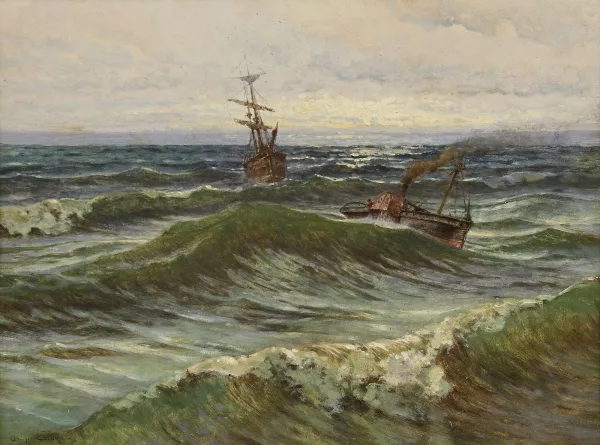 Arthur Calame — Bateaux dans les vagues