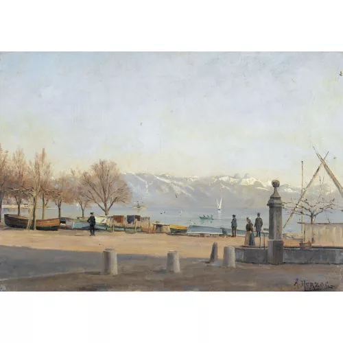Arthur Herzog — Hafen von Ouchy im Herbst.