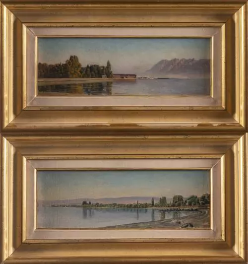 Arthur HERZOG (1862-1913), "Les rives du lac", paire d’huiles — DognyAuction