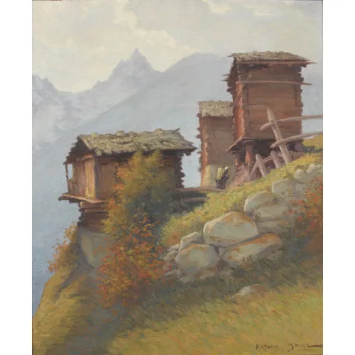 Arthur Maire — Walliser Stadel am Steilhang.