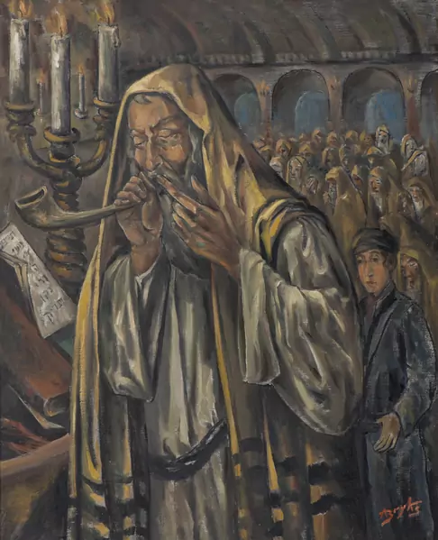 Artur BRYKS (1894-1970), 'Portrait d'un rabbin le jour de Roch Hachana' (nouvel an israélite), huile — DognyAuction