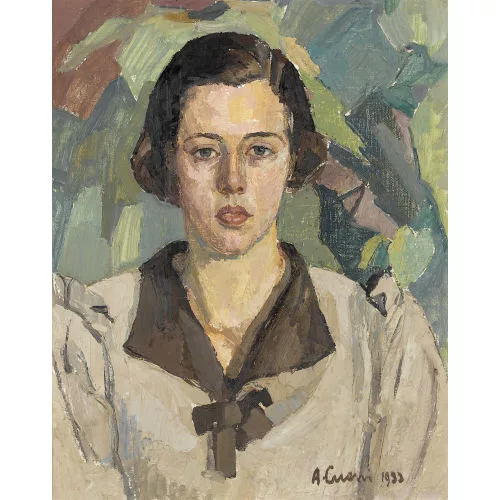 August Cueni — Porträt einer jungen Frau im Garten.