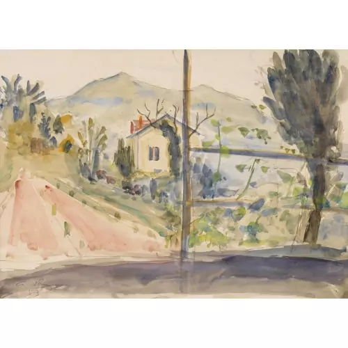 Hügelige Landschaft mit Haus