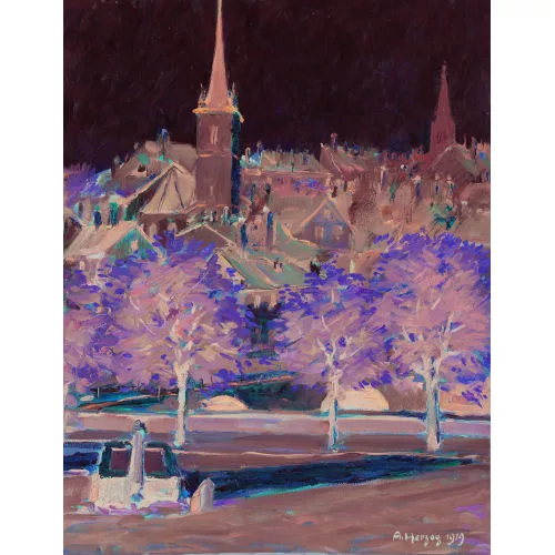 August Herzog — Blick auf die Nydeggkirche und die Altstadt von Bern.