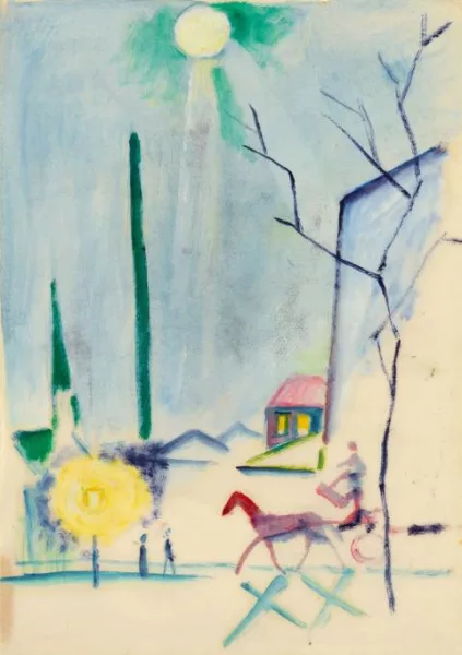 August Macke — Wagen in silberner Straße