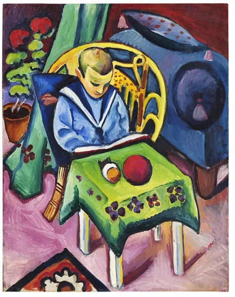 August Macke — Junge mit Buch und Spielsachen