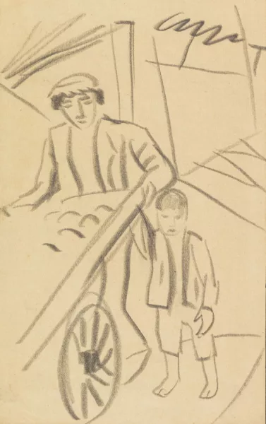 August Macke — Mann mit Karre und Kind