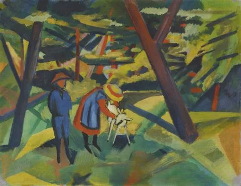 August Macke — Kinder mit Ziege im Wald