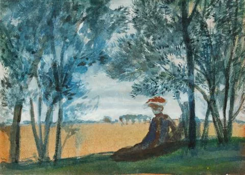 August Macke — Sitzendes Paar in einer Landschaft