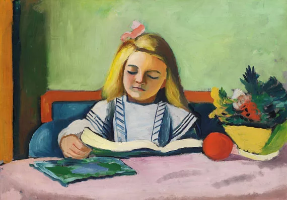 August Macke — Blondes Mädchen mit Buch