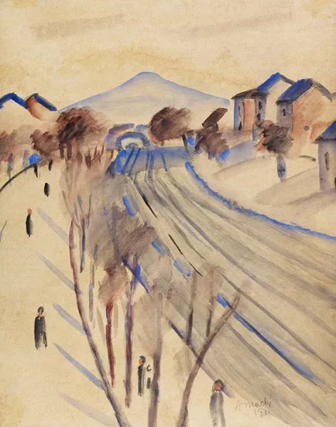 August Macke — Ölberg mit Bahngleisen II