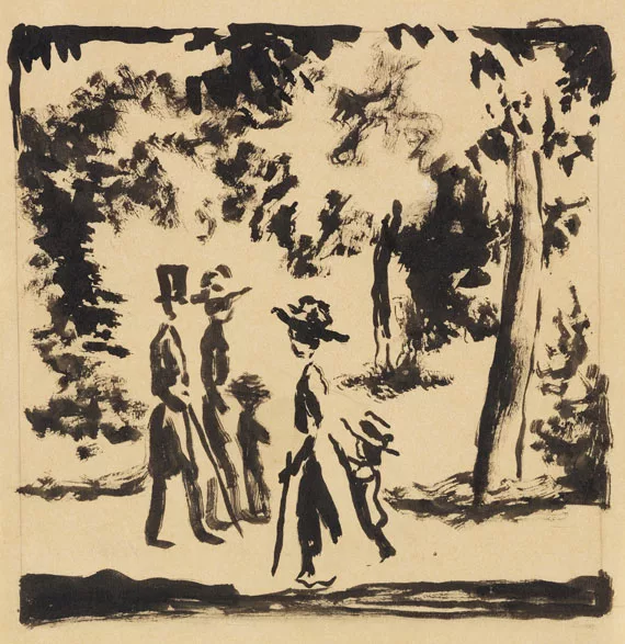 August Macke — Spaziergänger im Park