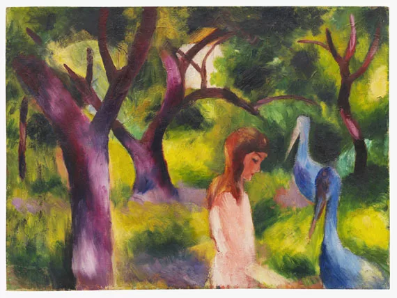 August Macke — Mädchen mit blauen Vögeln (Kind mit blauen Vögeln)