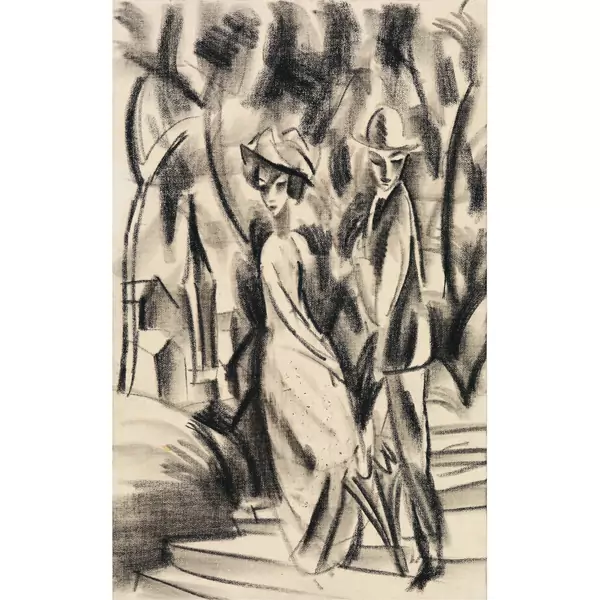 August Macke — Paar im Waldweg — Galerie Kornfeld