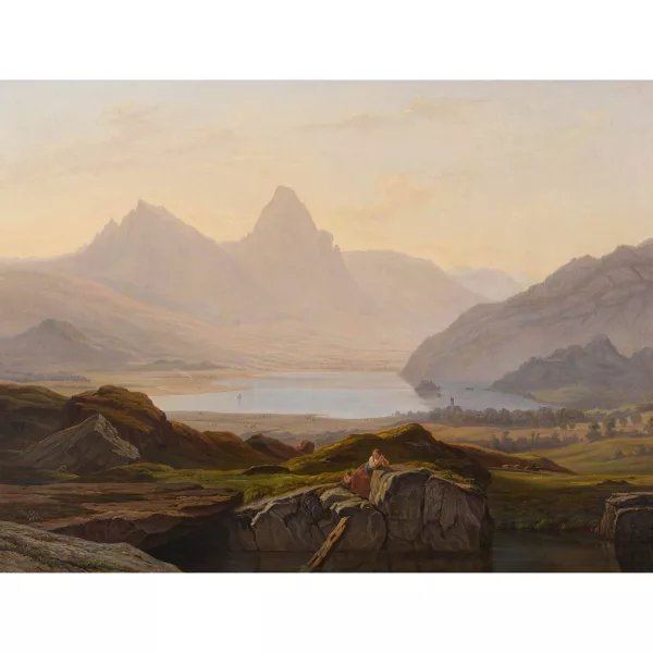 August von Bonstetten — Die beiden Mythen und der Lauerzersee von Goldau aus.