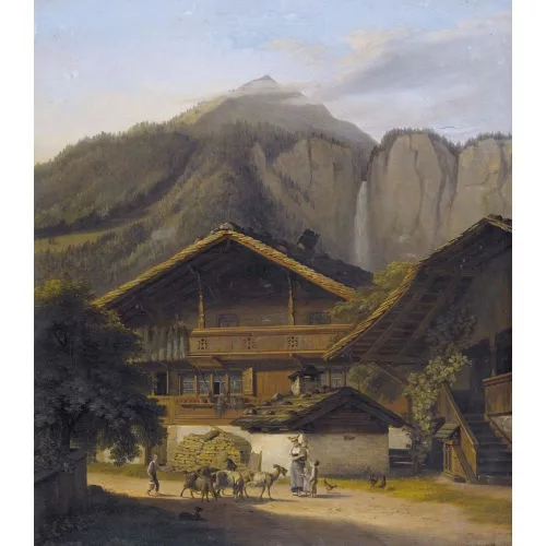 August von Bonstetten — Weiler im Berner Oberland mit Staffage.