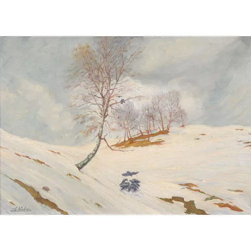August Weber — Winterlandschaft mit Krähen.