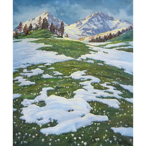 August Weber — Schneeschmelze auf der Alp.