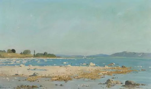AUGUSTE BACHELIN — Rives du lac à Marin, par la bise. — Koller Auktionen