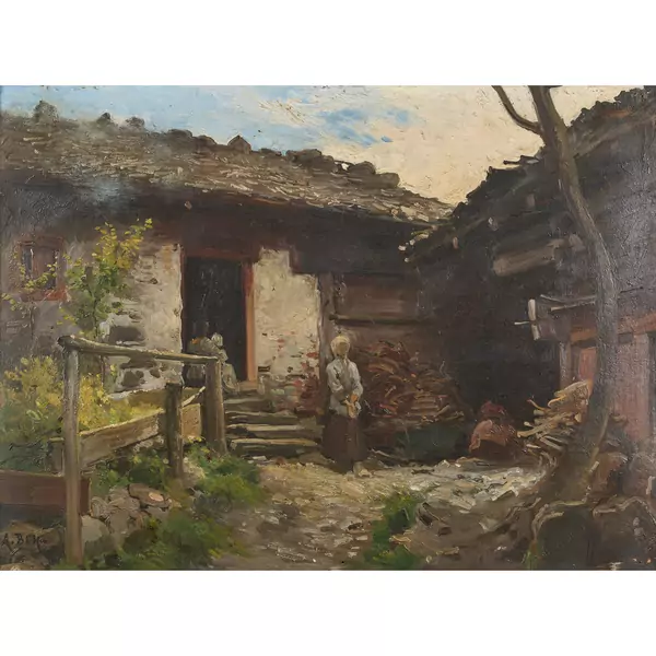 Hofszene mit Bäuerinnen