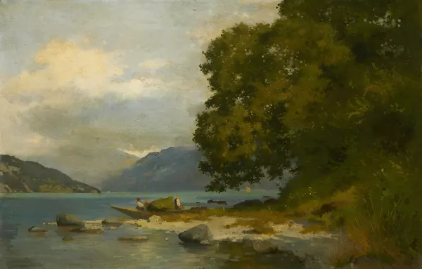 Sonnige Uferpartie zwischen Faulensee und Spiez