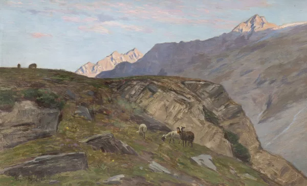Auguste de Beaumont — Paysage alpestre au crépuscule