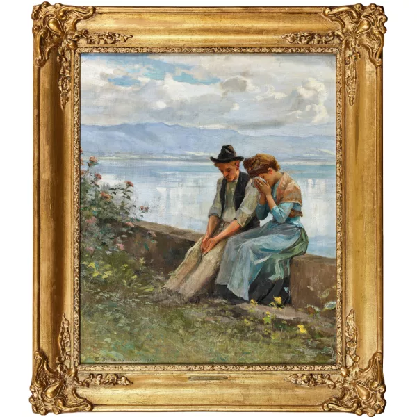 Auguste Frédéric Dufaux — Trauriges Paar am Seeufer.