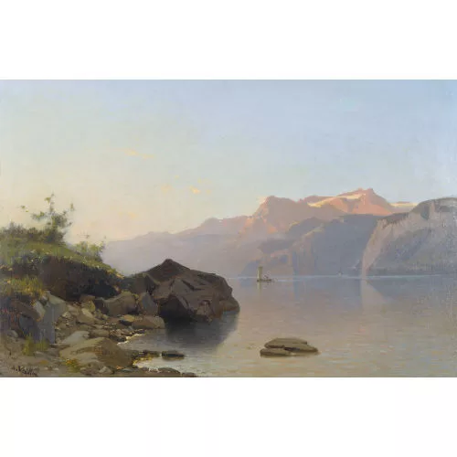 Auguste Veillon le capitaine — Vierwaldstättersee mit Urirotstock im Abendrot.