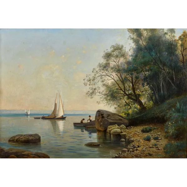 Auguste Veillon le capitaine — Lac Léman avec voiliers.