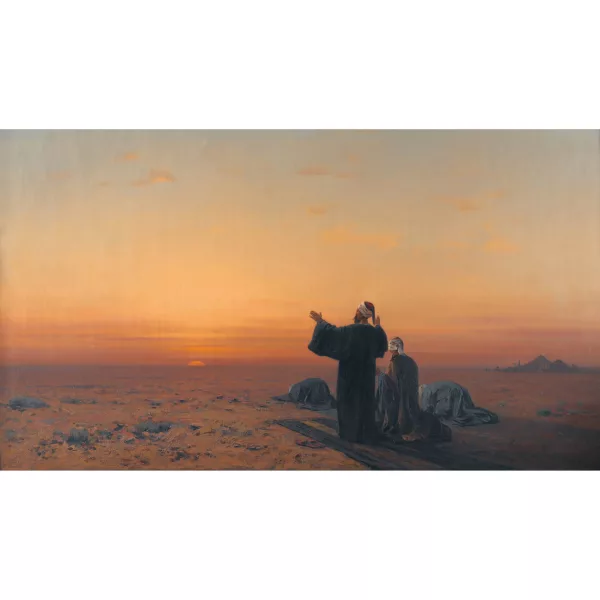 Auguste Veillon le capitaine — Wüstenlandschaft mit betenden Beduinen.