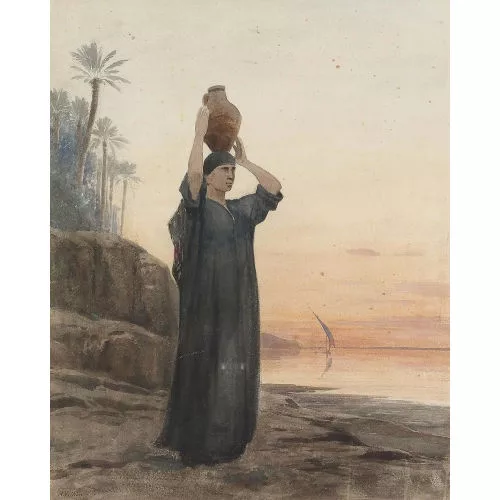 Auguste Veillon le capitaine — Orientalin mit Wasserkrug an einem Strand.