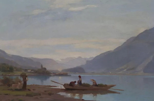 Auguste Veillon le capitaine — Barque sur un lac alpin