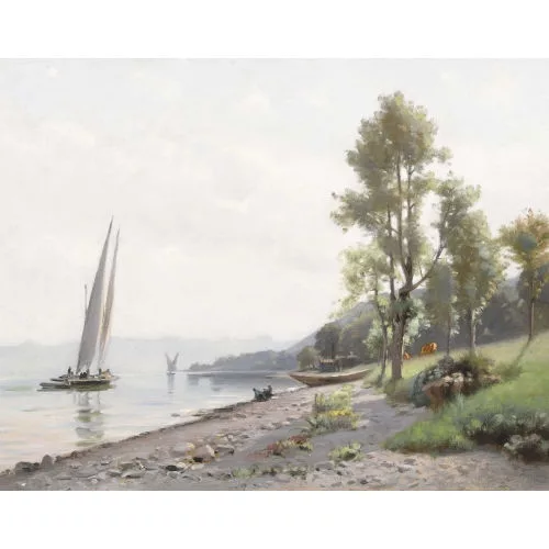 Auguste Veillon le capitaine — Sommerliches Ufer am Genfersee.