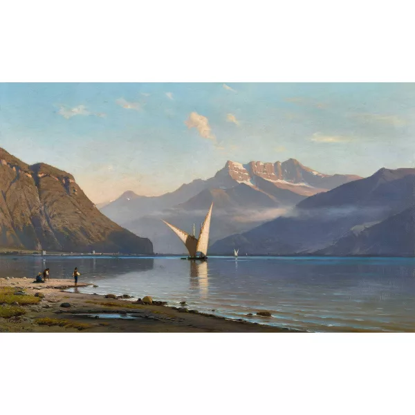 Auguste Veillon le capitaine — "Le Lac Léman contre les Dents du Midi".