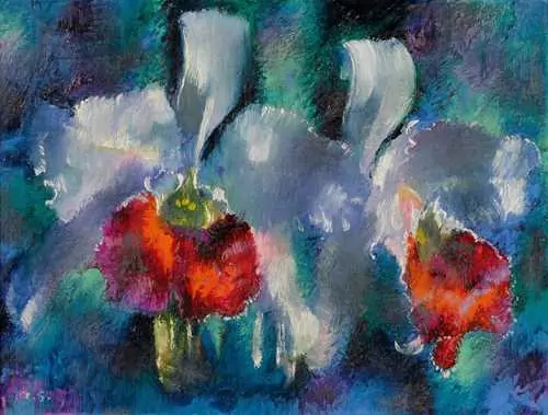 AUGUSTO GIACOMETTI — Orchideen auf blauem Grund. 1930. — Koller Auktionen